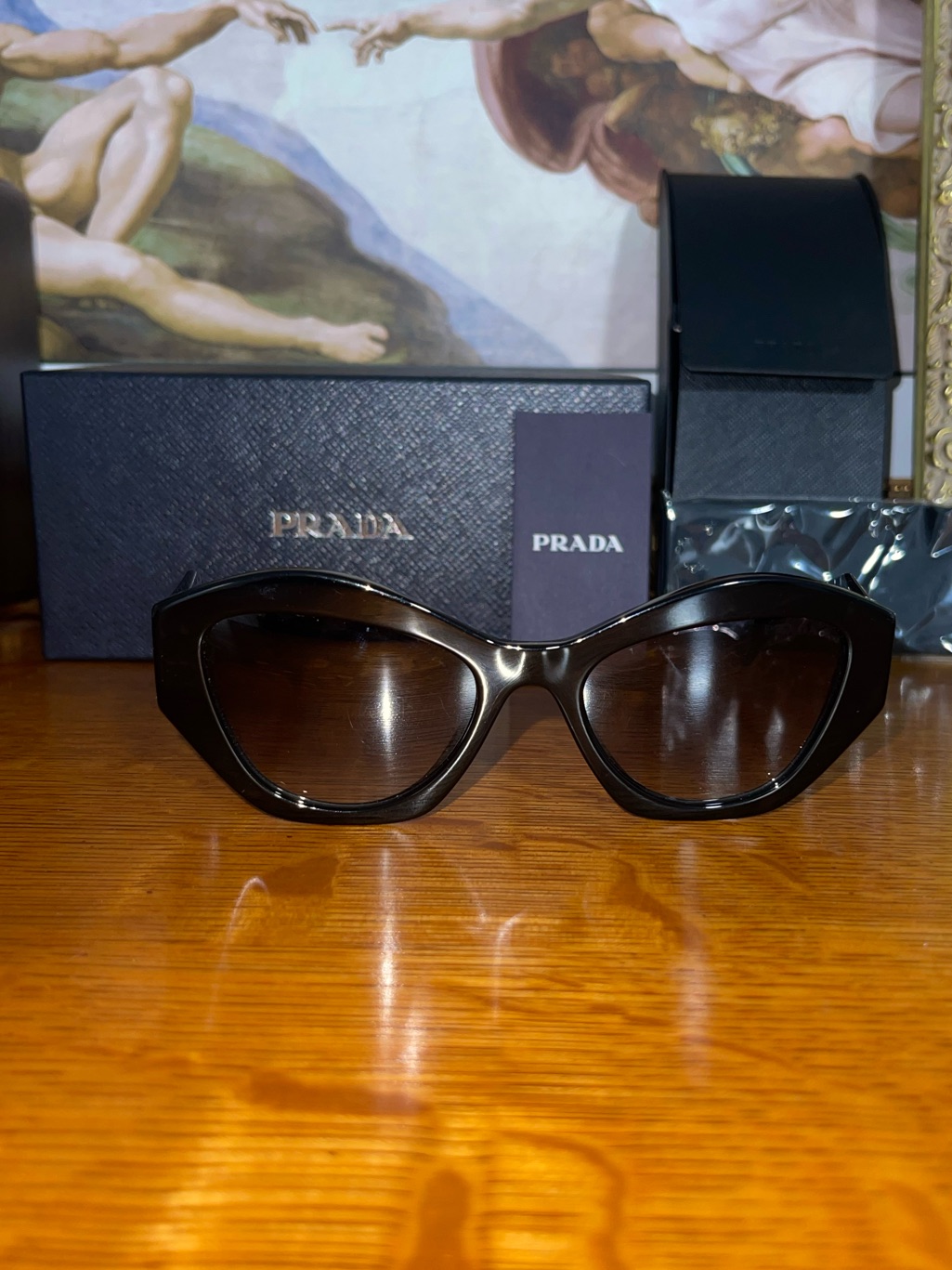 Authentic Prada Black Cat-Eye Sunglasses With Gradient Lenses